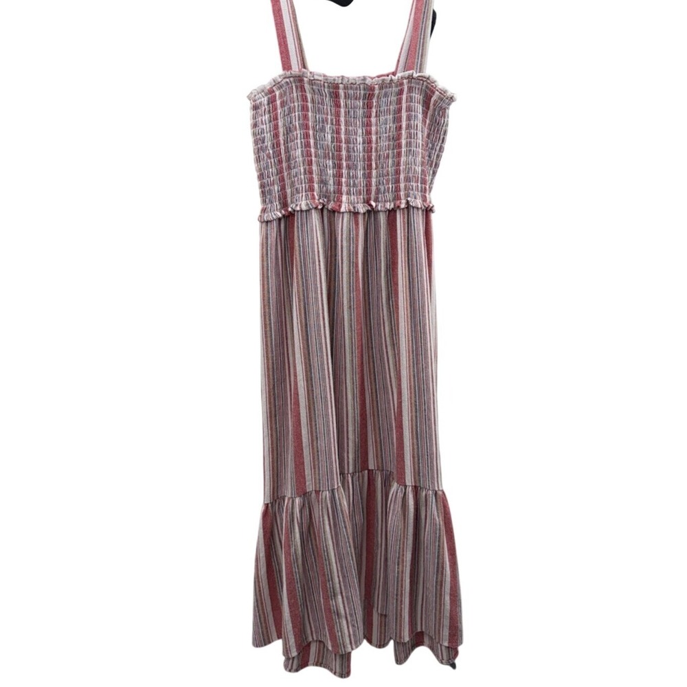 Knox Rose Women's M‎ Tiered LInen Blend Midi Dress Boho Summer Beach Hippie Y2K